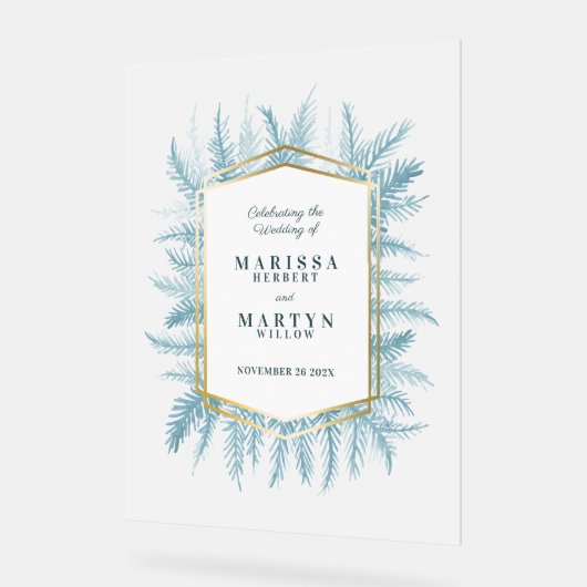 Winter immergrüne Fichtenkunst Eintritt Acrylschild (Winkel)