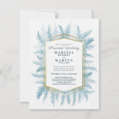 Winter immergrüne Kunst Blaue Hochzeit Einladung (Vorderseite)