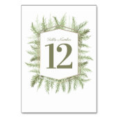Winter immergrüne Pinienhochzeit Tischnummer (Rückseite)