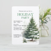 Winter Immergrüner Baum FESTPARTY Einladung (Stehend Vorderseite)
