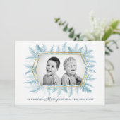 Winter immergrünes Blattwasserblau Feiertagskarte (Stehend Vorderseite)