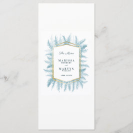 Winter immergrünes Blattwerk Blaue Hochzeit Menükarte