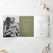 Winter immergrünes Olivenöl Foto Winterhochzeit Dreifach-gefaltete Programmkarte (Innenseite)