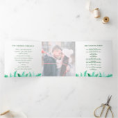 Winter immergrünes Pine Foto Winterhochzeit Grün Dreifach-gefaltete Programmkarte (Innenseite)