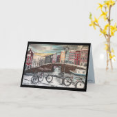 Winter in Amsterdam - Die Radfahrer Weihnachtskart Karte (Gelbe Blume)