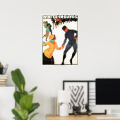 WINTER IN DAVOS Schweizer Ice Skaten Vintager Ski Poster (Heimbüro)