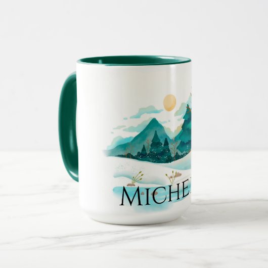 Winter in den Bergen Tasse (Vorderseite Links)