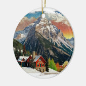 Winter in den kanadischen Rocky Mountains Keramik Ornament (Links)