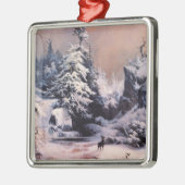 Winter in den Rocky Mountains (von Thomas Moran) Ornament Aus Metall (Links)