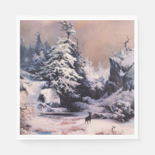 Winter in den Rocky Mountains (von Thomas Moran) Serviette