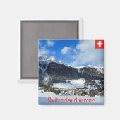 Winter in den Schweizer Bergen Magnet (Vorderseite/Rückseite)