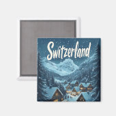Winter in der Schweiz: Bergregion Magnet (Vorderseite/Rückseite)