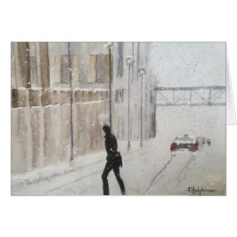 WINTER IN DER STADT. AQUARELL