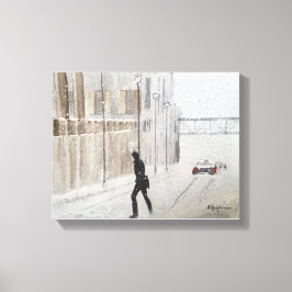 WINTER IN DER STADTWASSERFARBE LEINWANDDRUCK
