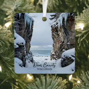 Winter in Door County Wisconsin Souvenir Andenken Ornament Aus Metall