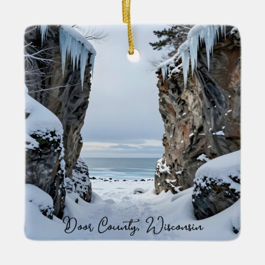 Winter in Door County  Wisconsin Souvenir Keepsake Keramikornament (Vorderseite)