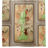 Winter in einem grünen Kap von Alphonse Mucha Duschvorhang (Vorderseite)