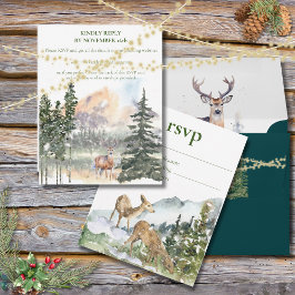 Winter in Evergreen Forest RSVP Card Ankündigung