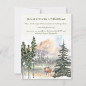 Winter in Evergreen Forest RSVP Card Ankündigung (Vorderseite)