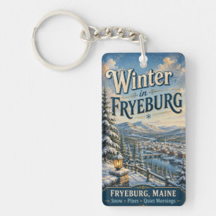 Winter in Fryeburg Maine Rechteck Acryl Schlüsselanhänger