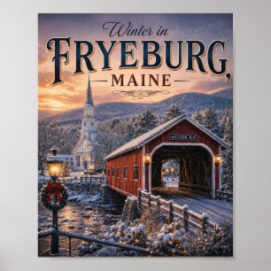 Winter in Fryeburg Maine Vintage Feiertagsplakat Poster