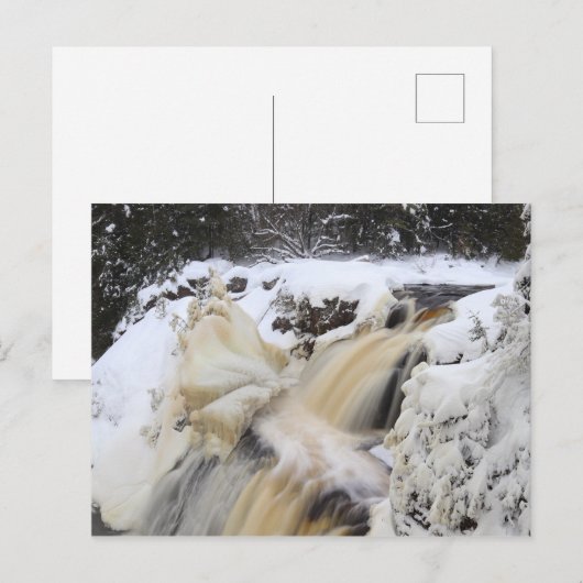 Winter in Gabbro Falls, Michigans oberste Halbinse Postkarte (Vorne/Hinten)