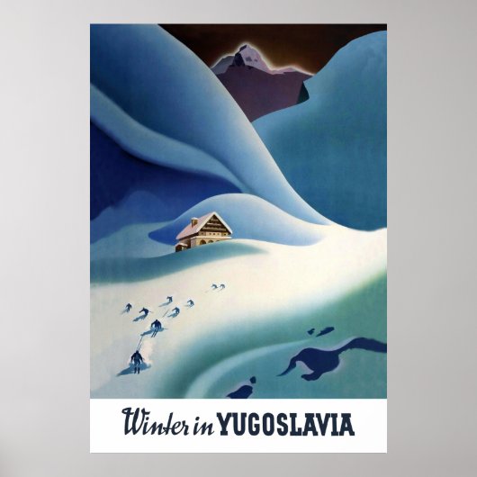Winter in Jugoslawien, Vintage-Reiseplakat Poster (Vorne)