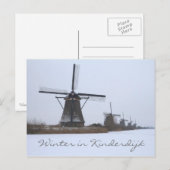 Winter in Kinderdijk, Website der Unesco Postkarte (Vorne/Hinten)
