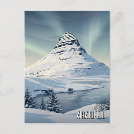 Winter in Kirkjufell Island Reisen Postkarte