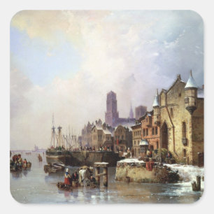 Winter in Konigsberg Quadratischer Aufkleber