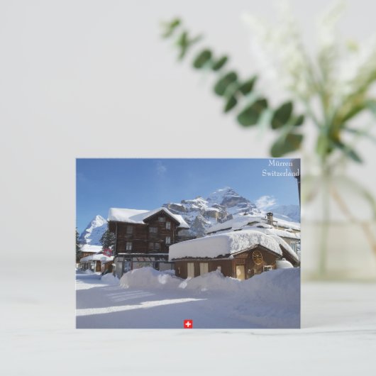 Winter in Mürren, Schweiz Postkarte (Stehend Vorderseite)