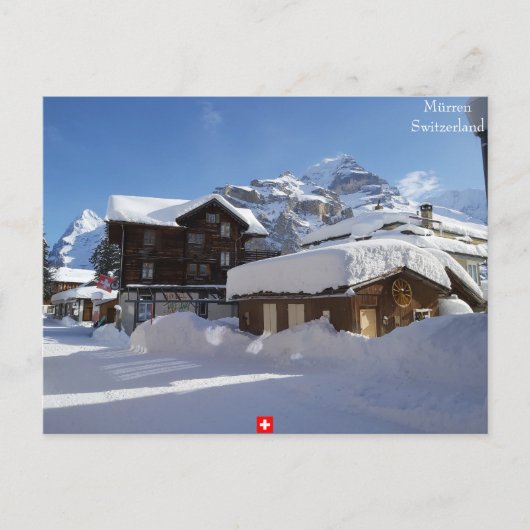 Winter in Mürren, Schweiz Postkarte (Vorderseite)