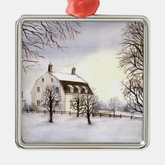 Winter in Neuengland von Farida Greenfield Silbernes Ornament (Vorne)