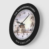 Winter in Neuengland Wasserfarbenwelt Große Wanduhr (Winkel)