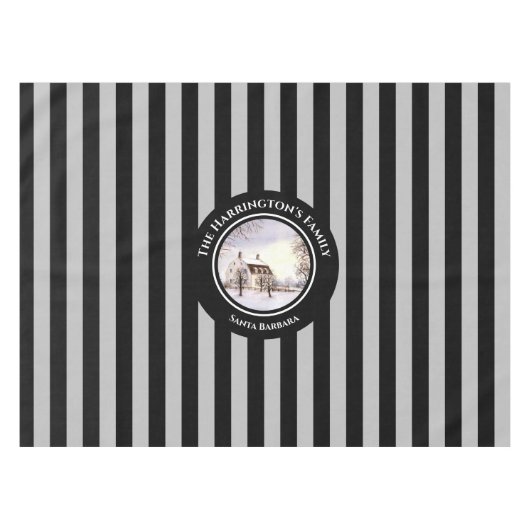 Winter in Neuengland Weihnachten Schwarze Streifen Tischdecke (Vorderseite (Horizontal))