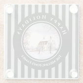 Winter in Neuengland Weihnachts Schwarzer grauer K Glasuntersetzer (Rückseite)