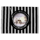 Winter in Neuengland Weihnachts Schwarzer grauer K Große Geschenktüte (Rückseite)