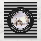 Winter in Neuengland Weihnachts Schwarzer grauer K Weinetikett (Einzelnes Label)