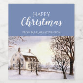 Winter in New England Aquarellmalerei Weinetikett (Einzelnes Label)