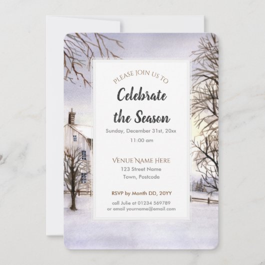 Winter in New England Weihnachtsfest Einladung (Vorderseite)