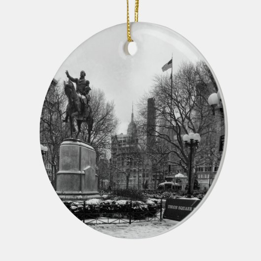 Winter in NYC’s Union Square 001 Black White Keramik Ornament (Links)