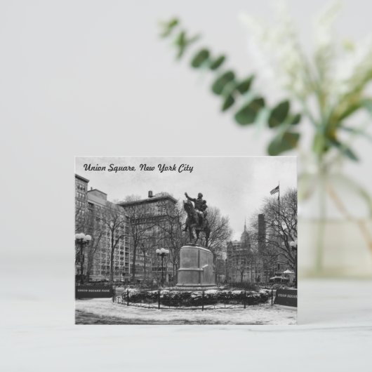 Winter in NYC's Gewerkschaft Square 001 Schwarz-we Postkarte (Stehend Vorderseite)