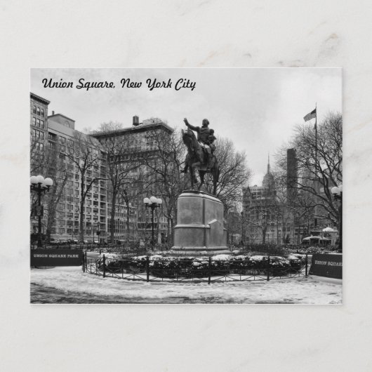 Winter in NYC's Gewerkschaft Square 001 Schwarz-we Postkarte (Vorderseite)