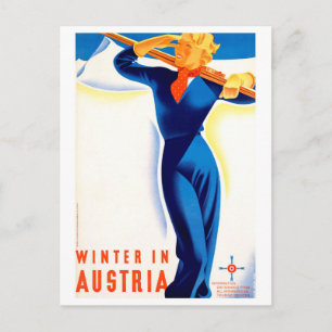Winter in Österreich, Skigirl, Vintage Reise Postkarte