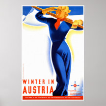 Winter in Österreich Vintage Travel Poster