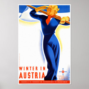 Winter in Österreich Vintage Travel Poster