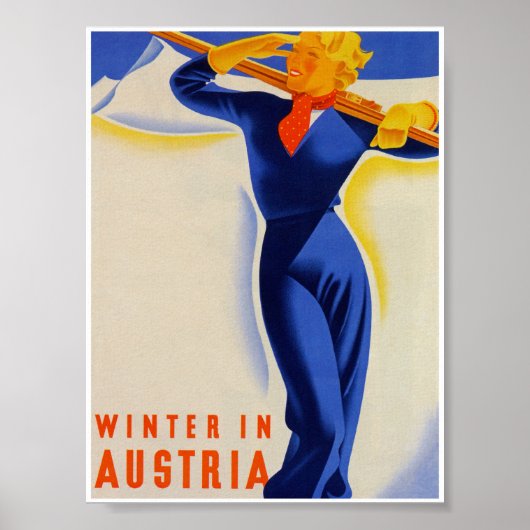 Winter in Österreich Vintage Travel Poster (Vorne)