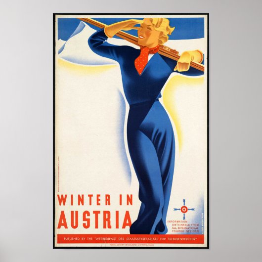 Winter in Österreich - Vintage Travel Poster (Vorne)
