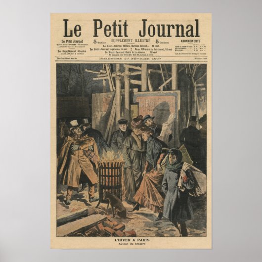 Winter in Paris, around the brazier Poster (Vorne)