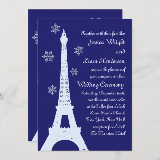 Winter in Paris - Einladungs-Indigo Einladung (Vorne/Hinten)